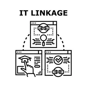 It linkage vector concept illustration connecting online resources Illustrazione stock