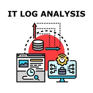 It log analysis process with data processing Stock Illustration