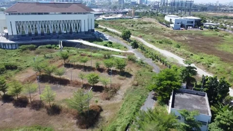 It looks like empty land covered with grass Stock Footage 282251772