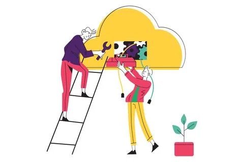 IT Maintenance and System Optimization Illustrazione stock