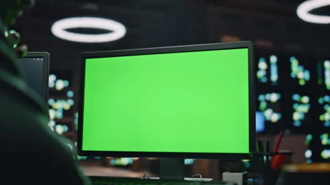 IT man coding green screen pc at datacenter closeup. Developer programming code Stock Footage 260253353