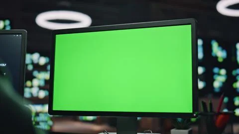 IT man coding green screen pc at datacenter closeup. Developer programming code 스톡 사진
