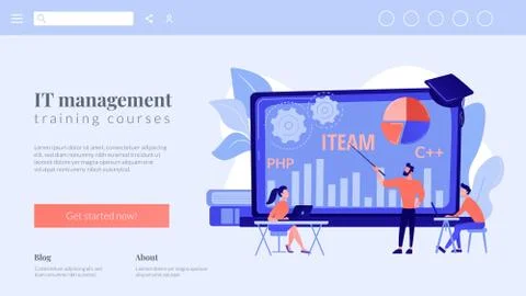 IT management courses concept landing page Illustrazione stock