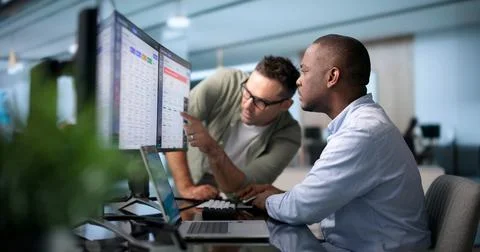 IT Manager Analyzes Live Software Dashboard Ensuring Continuous Business Oper Stock Photos