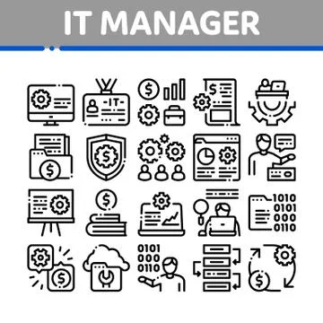 It Manager Developer Collection Icons Set Vector Stock Illustration