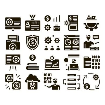 It Manager Developer Glyph Set Vector Stock Illustration