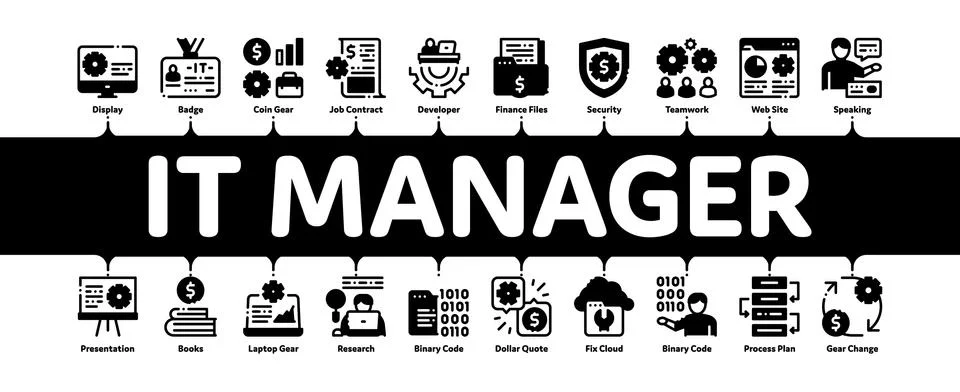 It Manager Developer Minimal Infographic Banner Vector Stock Illustration