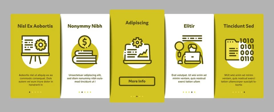 It Manager Developer Onboarding Elements Icons Set Vector Stock Illustration