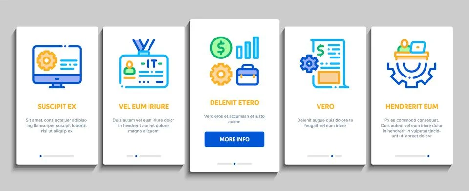 It Manager Developer Onboarding Elements Icons Set Vector Stock Illustration