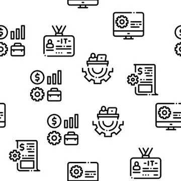 It Manager Developer Seamless Pattern Vector Stock Illustration