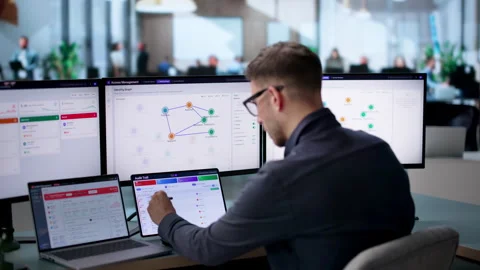 IT Manager Reviewing Security Dashboard Stock Footage 339887077