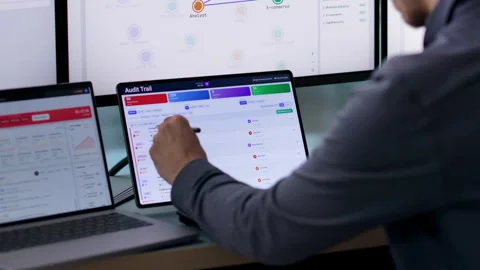 IT Manager Reviewing Security Dashboard Stock Footage 340997580