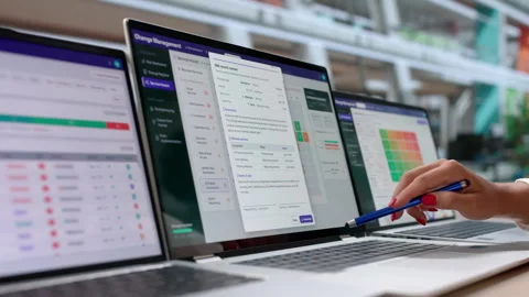 IT Manager Reviews Change Request Workflow On Laptop Stock Footage 343879325