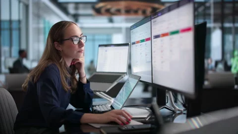 IT Manager Reviews User Access Requests On Computer Stock Footage 338169500