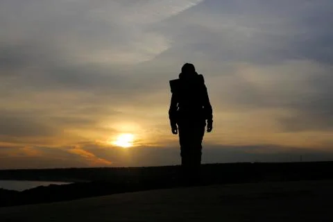 It is a mans world with sunset Stock Photos