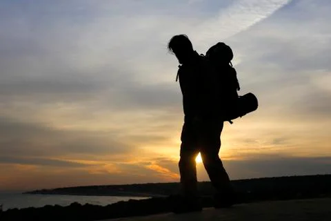 It is a mans world with sunset Stock Photos