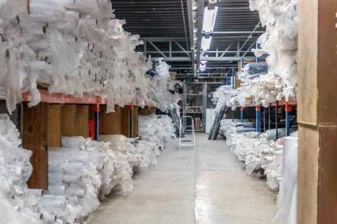 It manufactures fabrics without workers for the crown quarantine. Stock Photos