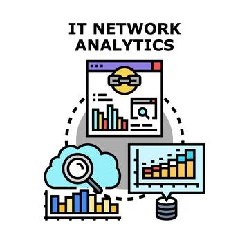 It network analytics concept for data management Illustrazione stock