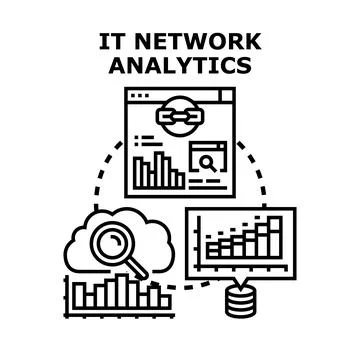 It network analytics concept for data management Stock Illustration