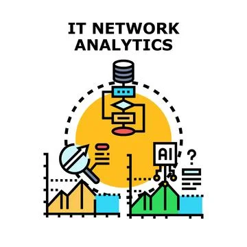 It network analyzing, data processing, artificial intelligence concept Illustrazione stock