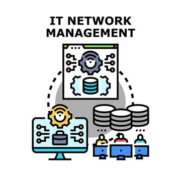 It network management system administering digital technologies Illustrazione stock