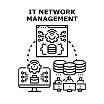 It network management system administering digital technologies Stock Illustration