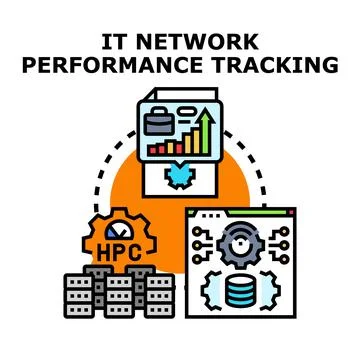 It network performance tracking concept showing data management Stock Illustration
