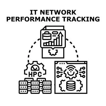 It network performance tracking concept showing data management 스톡 일러스트