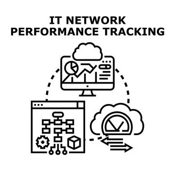 It network performance tracking managing data analytics Stock Illustration