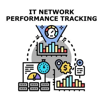 It network performance tracking system analyzing data metrics 库存插图