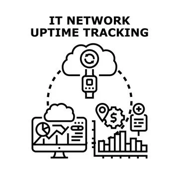 It network uptime tracking remote monitoring concept イラスト素材