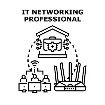 It networking professional ensuring digital connectivity for remote work Stockillustratie