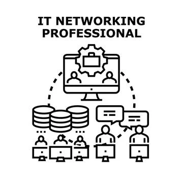 It networking professional managing digital communication and data Stock Illustration