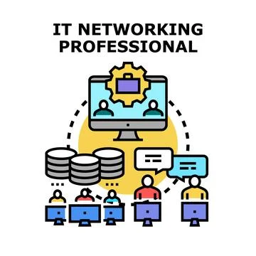It networking professional managing digital communication and data Stock Illustration