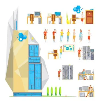 IT Office Constructor Set Stock Illustration