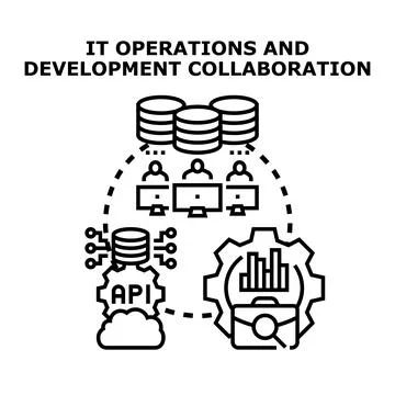 It operations and development collaboration concept Stock Illustration