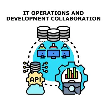 It operations and development collaboration concept Stock Illustration
