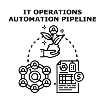 It operations automation pipeline developing business growth Stock Illustration