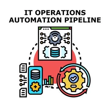 It operations automation pipeline workflow concept Stock Illustration
