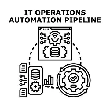 It operations automation pipeline workflow concept Stock Illustration