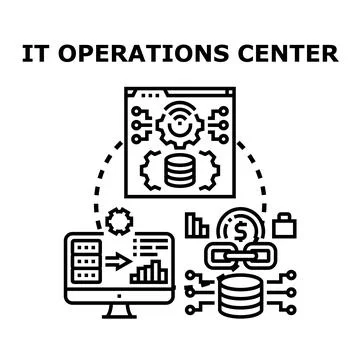 It operations center managing data and network infrastructure Stock Illustration