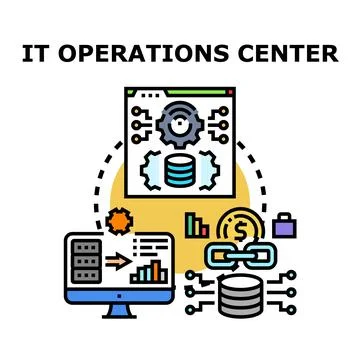 It operations center managing data and network infrastructure Stock Illustration