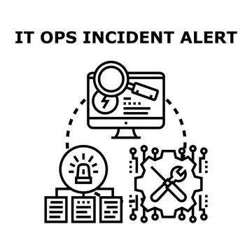 It operations incident alert management and resolution concept Stock Illustration