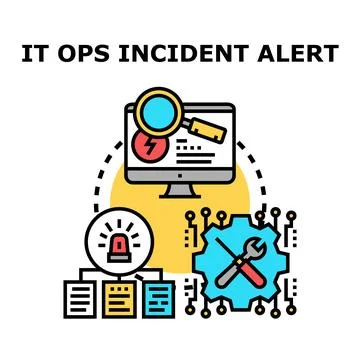 It operations incident alert management and resolution concept イラスト素材