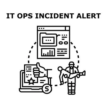 It operations incident alert management support concept Stock Illustration