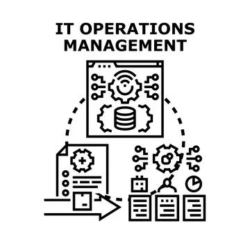 It operations management concept visualizing data and infrastructure workflow Illustrazione stock
