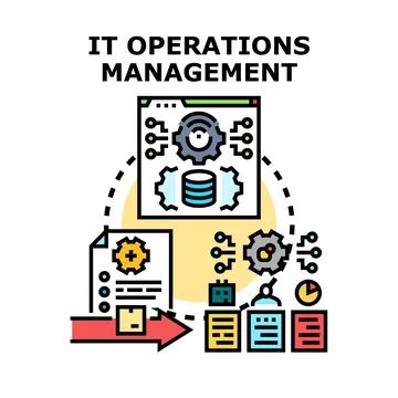 It operations management concept visualizing data and infrastructure workflow Stock Illustration