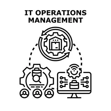 It operations management cycle implementing digital technology Stock Illustration
