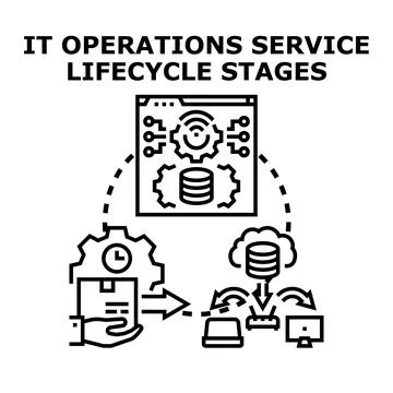 It operations service lifecycle stages process icon Stock Illustration