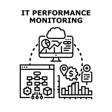 It performance monitoring system optimizing business analysis Stock Illustration
